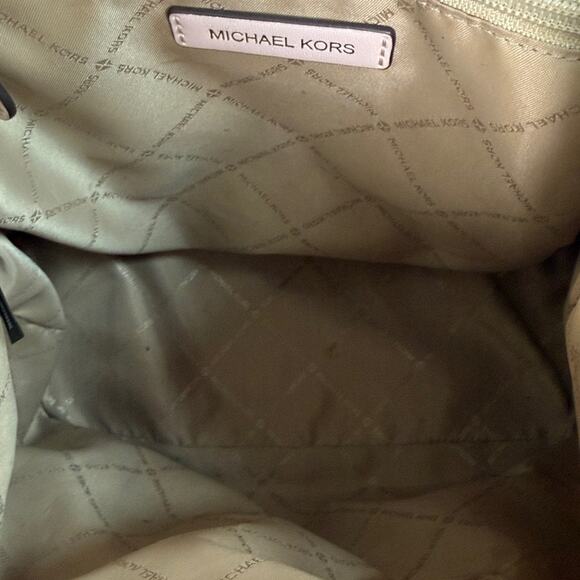 Michael Kors Pink and Cream Jet Set Large Logo Backpack